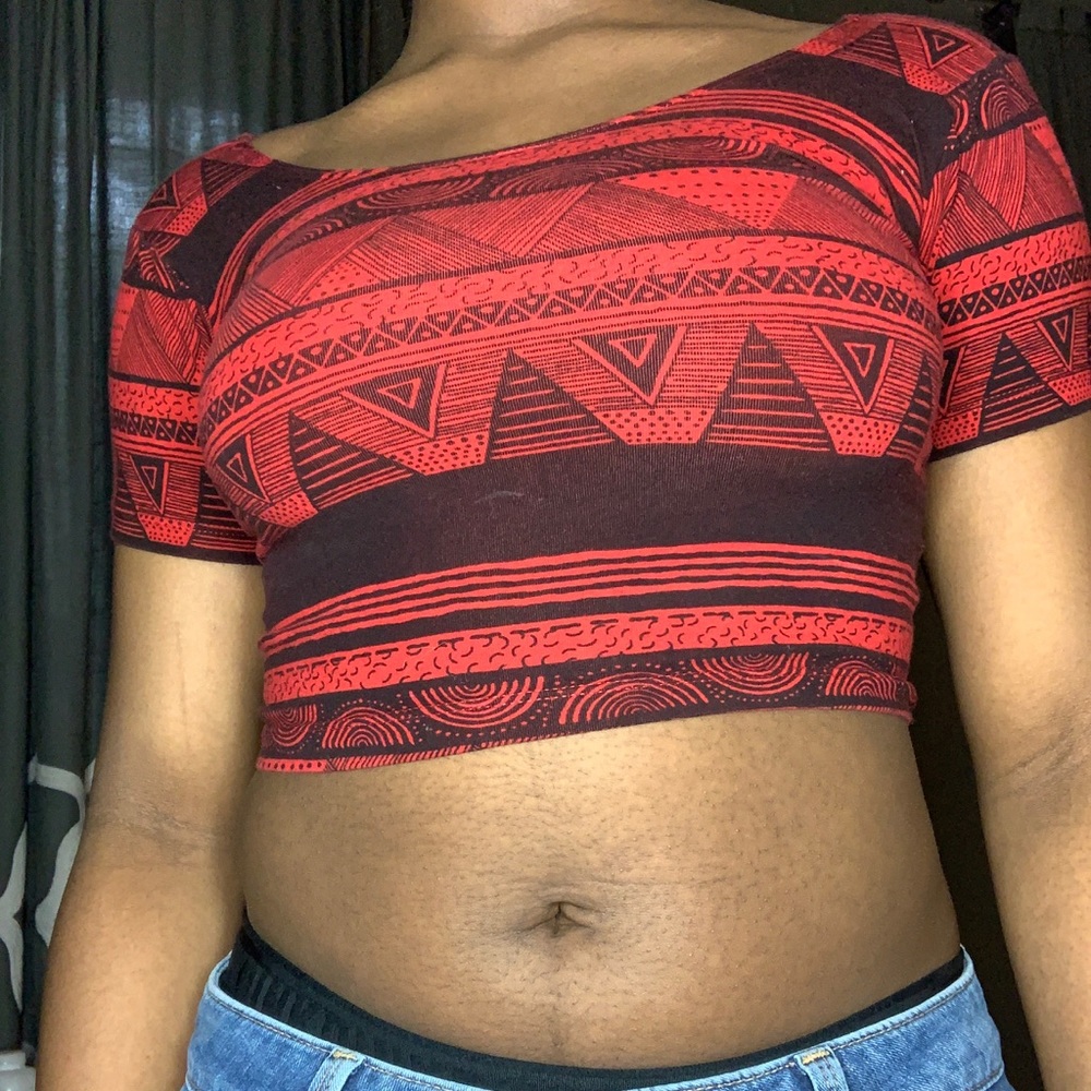 Red and Black American Apparel Tribal Print Top - Picture 3 of 5